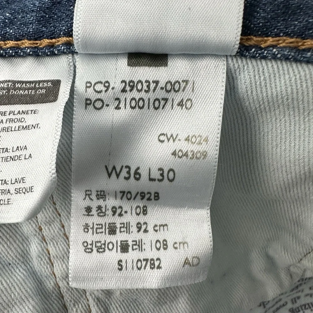 Levi’s 568 Big E Premium Loose Straight Jeans Men 36x30 Linen Cotton Blue Denim